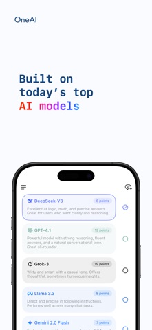 OneAI by SimX: GPT-5 Chatbot iPhone screenshot