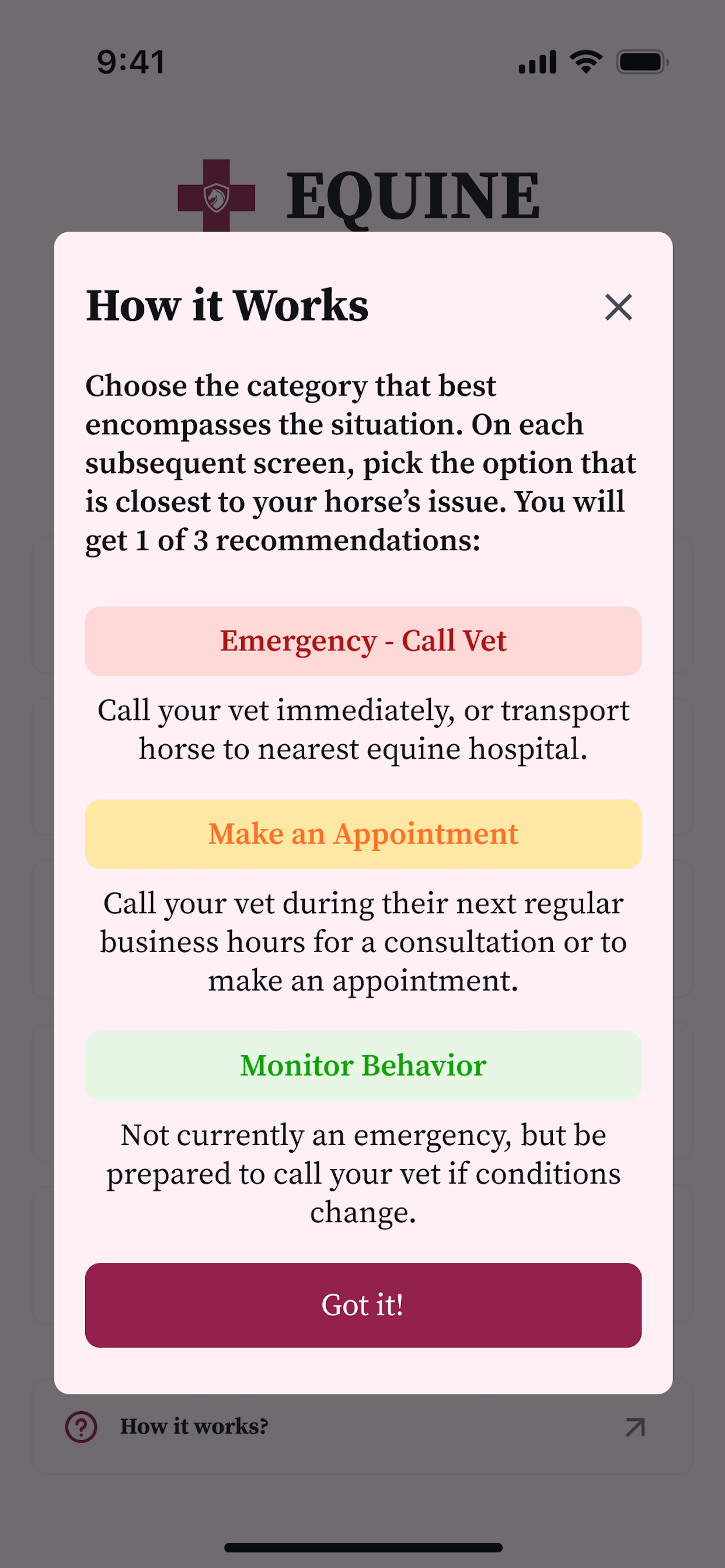 Equine Emergency Vet Care App