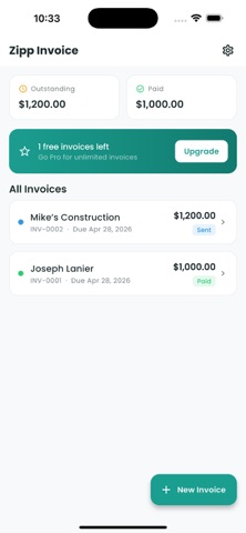 Zipp Invoice screenshot