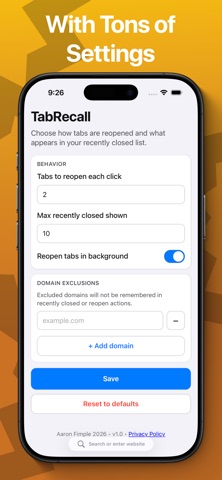 TabRecall screenshot