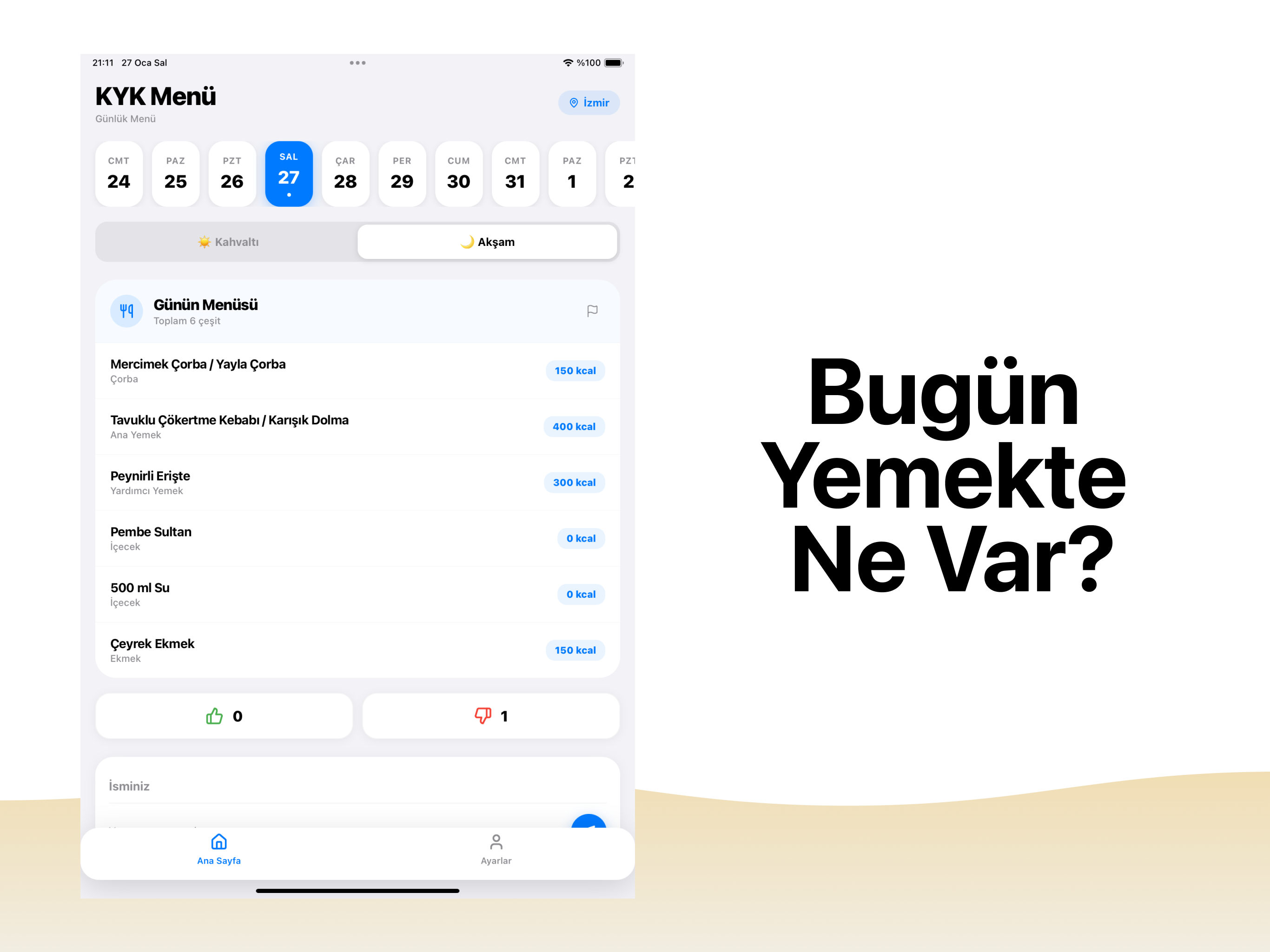 KYK Yurt Menü