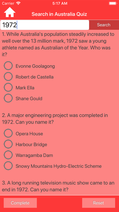 Australia History Quiz Screenshot