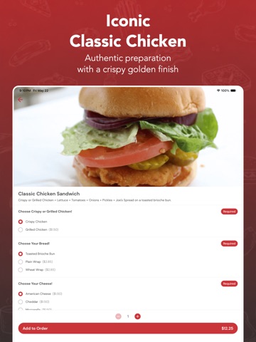 Joe's Chicken iPad screenshot