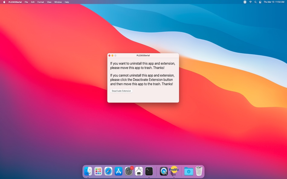 #1. PL2303 Serial (macOS) 由: Prolific Technology Inc.