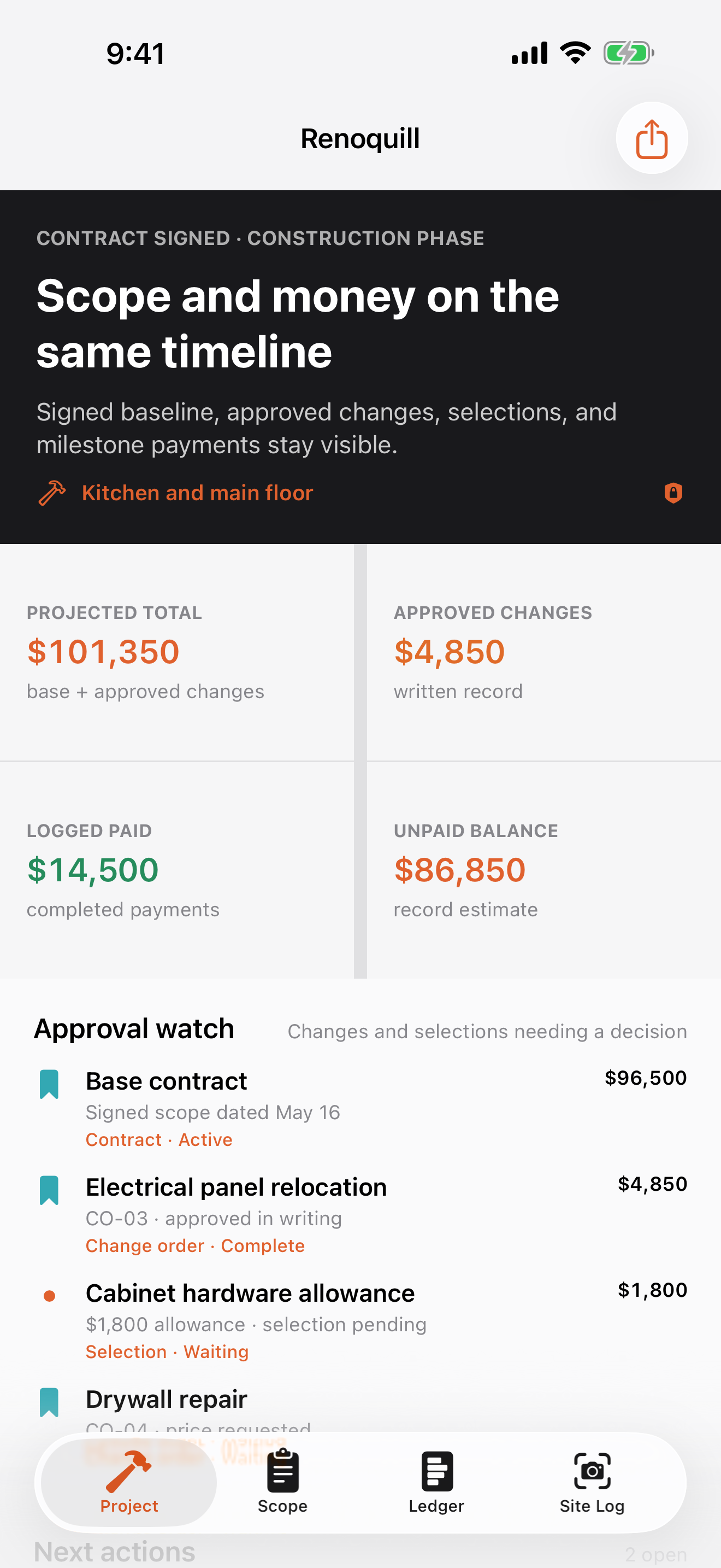 Renoquill: Renovation Ledger screenshot 1 of 3