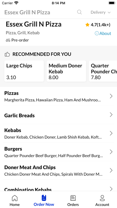 Essex Grill N Pizza. Screenshot