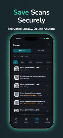 QR Code Reader · Privacy  SQRL iPhone screenshot