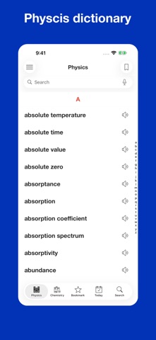 Physics & Chemistry dictionary app screenshot