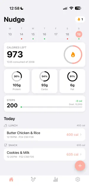 Nudge: Calorie Tracker screenshot 1