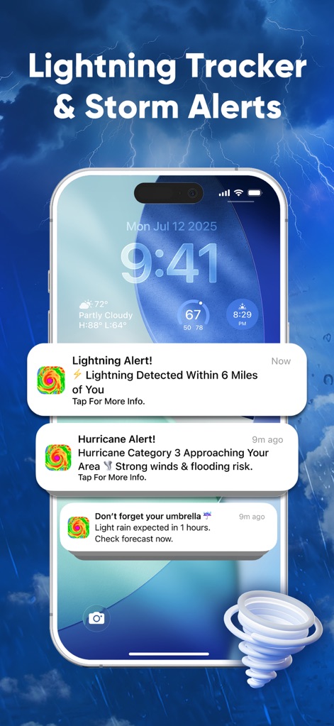 NOAA Weather Radar Live Map - The app delivers timely notifications for severe weather events such as lightning alerts and approaching hurricanes, keeping users informed directly on their device.
