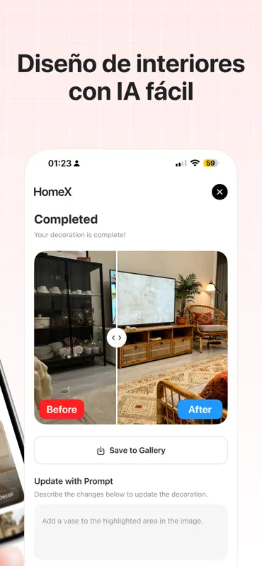 Diseño de Interiores IA: HomeX screenshot 2 of 5