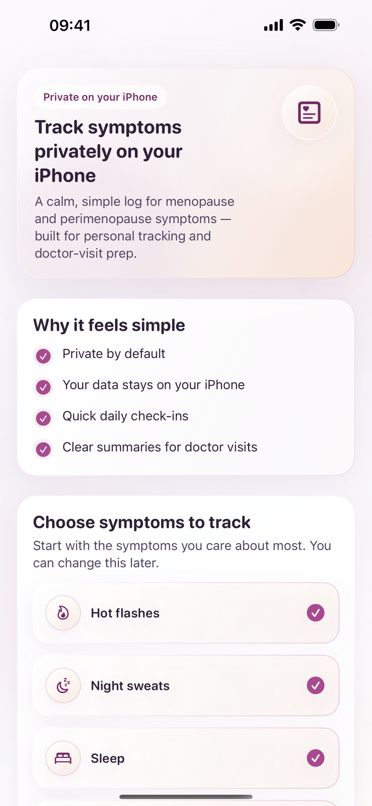MenoLog: Menopause Tracker screenshot 3