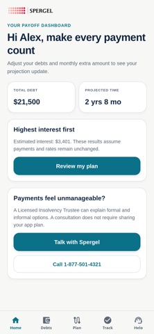 Spergel Debt Planner iPhone screenshot