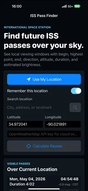 ISS Pass Finder screenshot 2