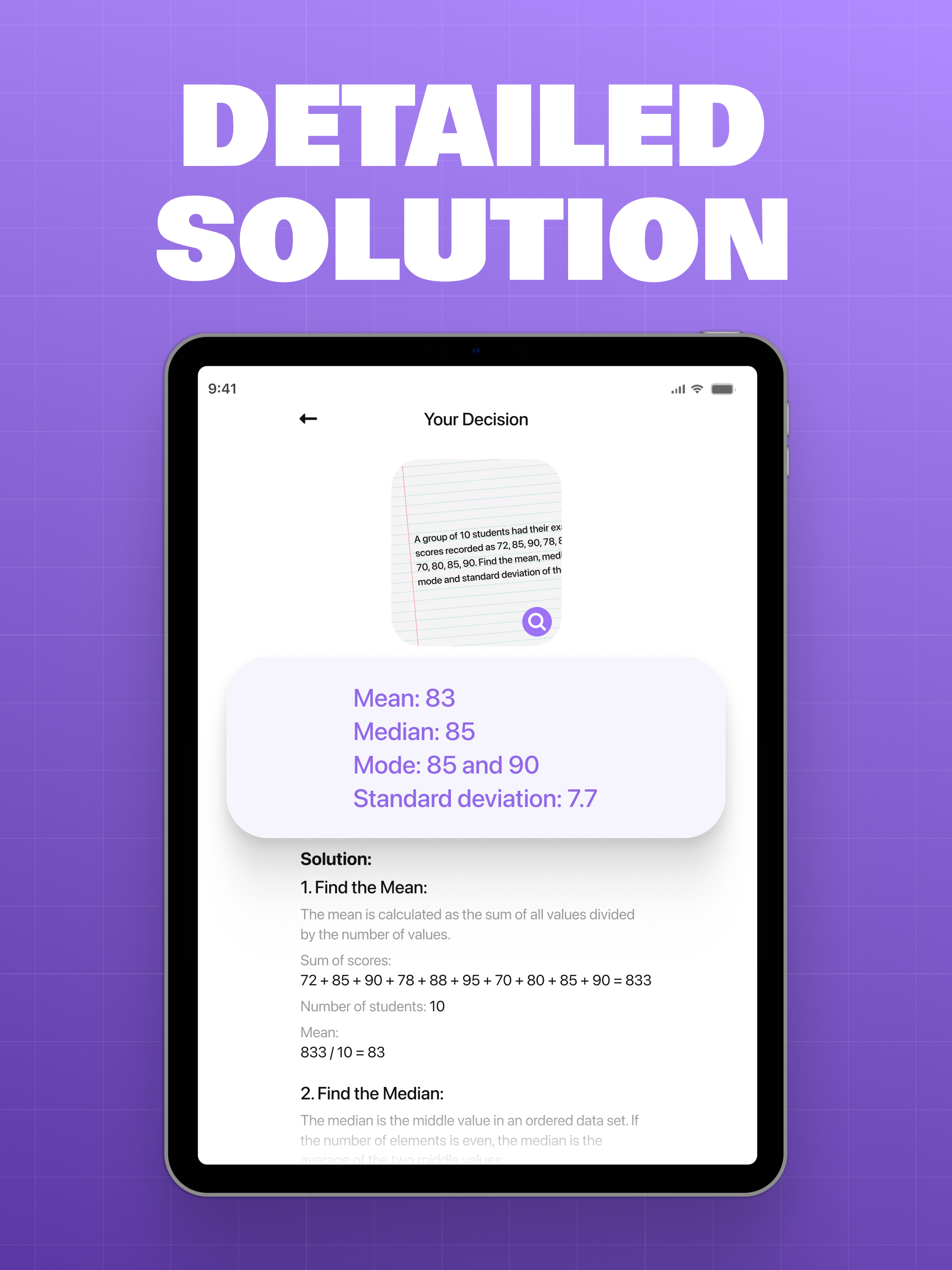 Statistics Helper Photo Solver