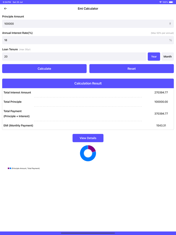 Investment Loan EMI Calculator