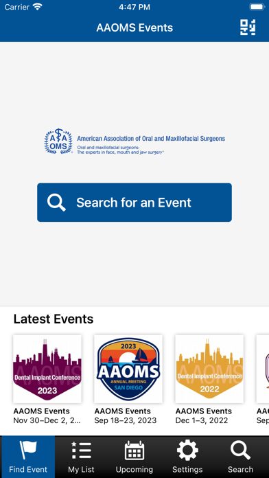 AAOMS Events Screenshot