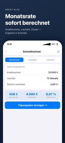 Kredit Klar – Kreditrechner iPhone screenshot