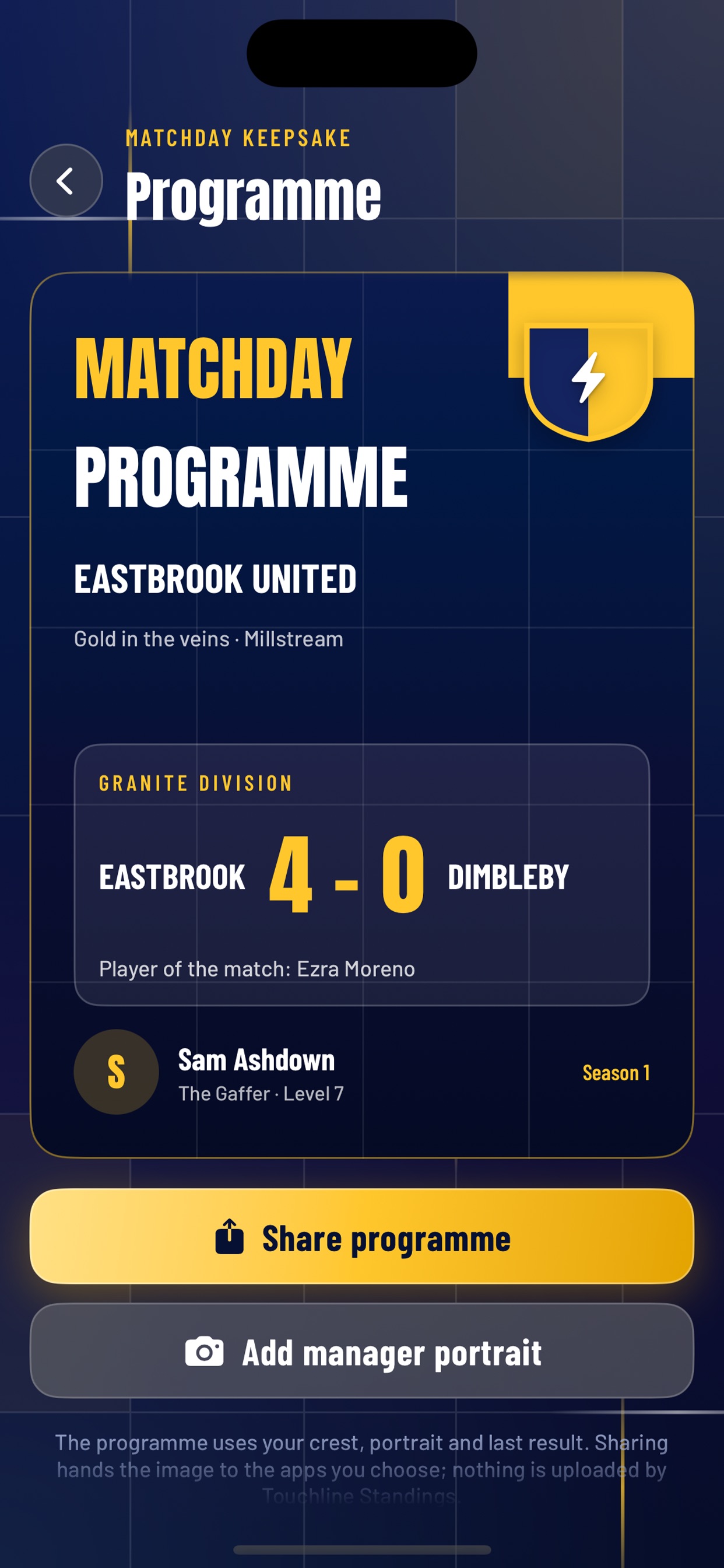 Screenshot 7 of Touchline Standings