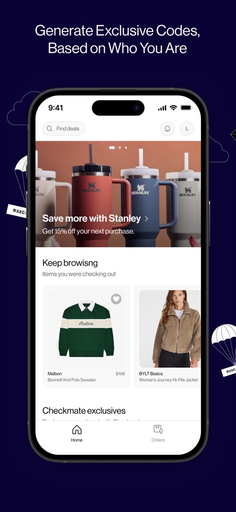 Checkmate: Save While You Shop - Users can explore personalized recommendations like the "Save more with Stanley" banner and revisit previously viewed items in the "Keep browsing" section, streamlining the shopping journey.