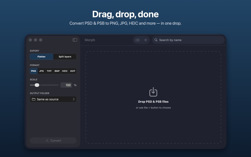 Screenshot #1 pour Morph - PSD File Converter