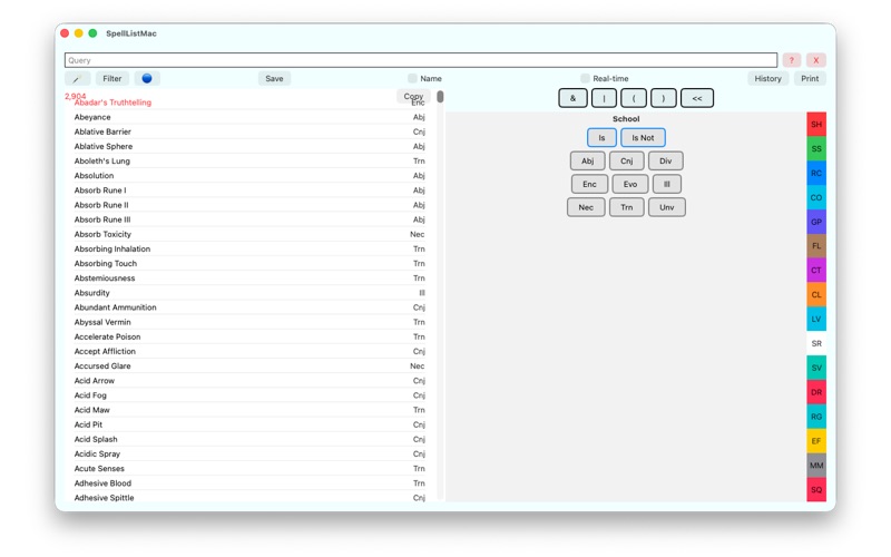 SpellList app screenshot 2