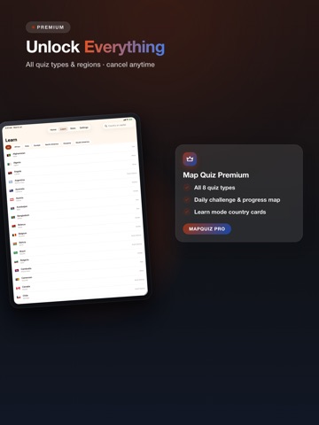 MapQuiz - Geography Quiz iPad screenshot