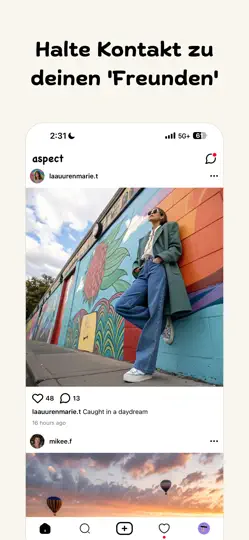 Screenshot von Aspect: Nur-KI Social Media auf dem iPhone 2