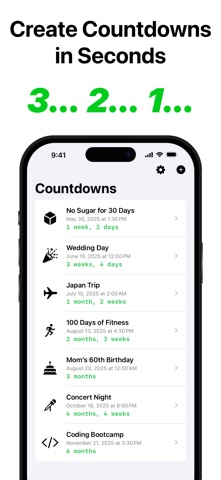 Countdowns: Track Every Moment iPhone screenshot