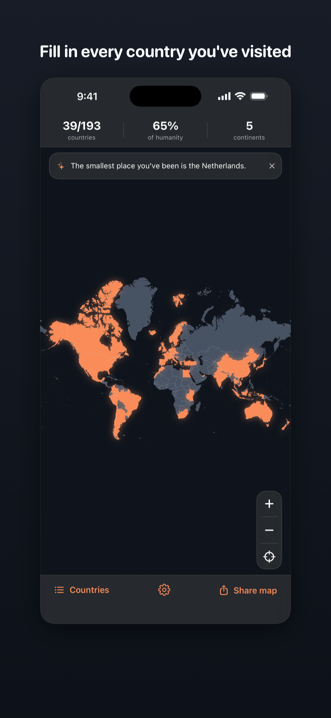 Roamprint: Countries Visited