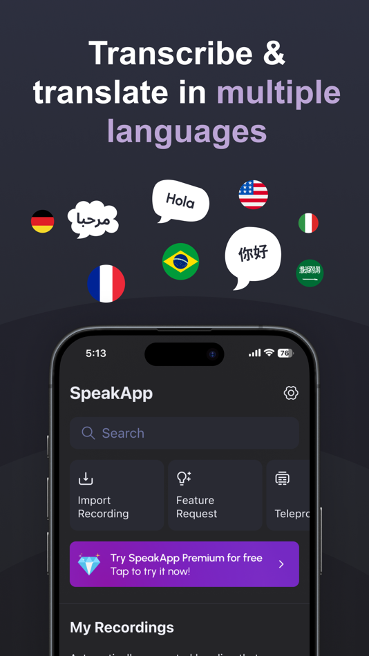 #5. SpeakApp AI: Voice Notes (iOS) Oleh: VoicePop Inc.