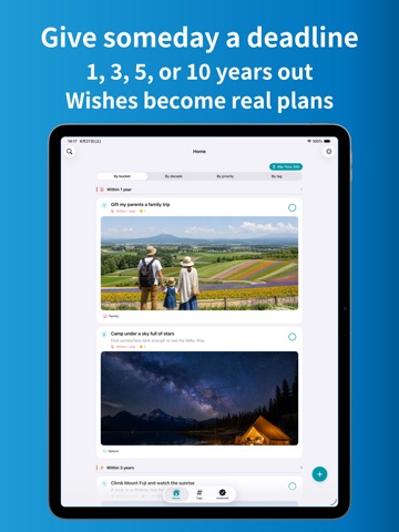 Bucket List - Goals & Dreams iPad screenshot