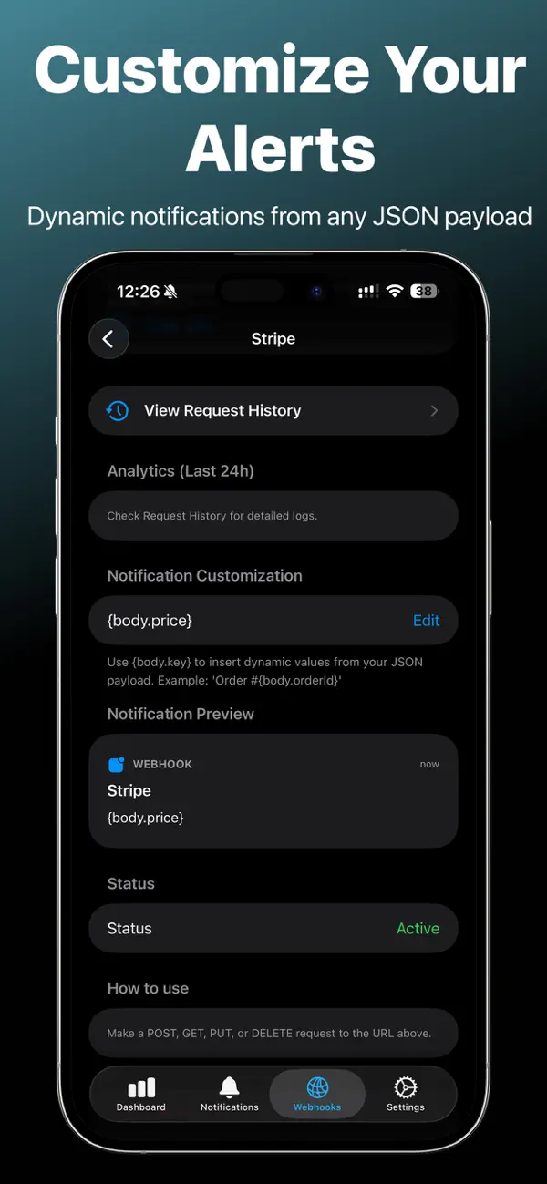 #1. PushHook - Webhook Alerts App (iOS) بواسطة: Mohammed Alsaleh