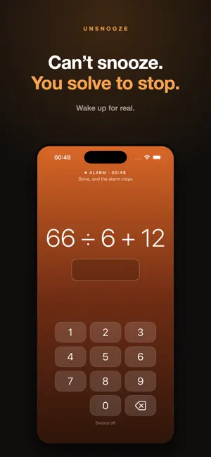 Unsnooze: Math Alarm Clock screenshot 1