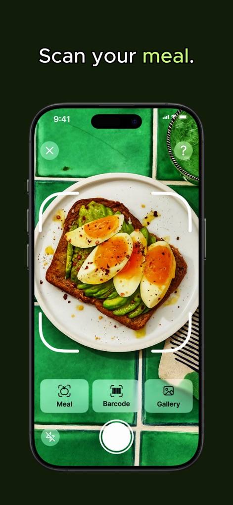 Healthy Guru - カメラ機能を利用して食事を瞬時に認識し、バーコードスキャンやギャラリーからの画像選択といった複数の方法で、ユーザーは手軽に食事を記録できます。