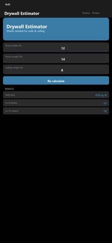 Jobsite Drywall app screenshot
