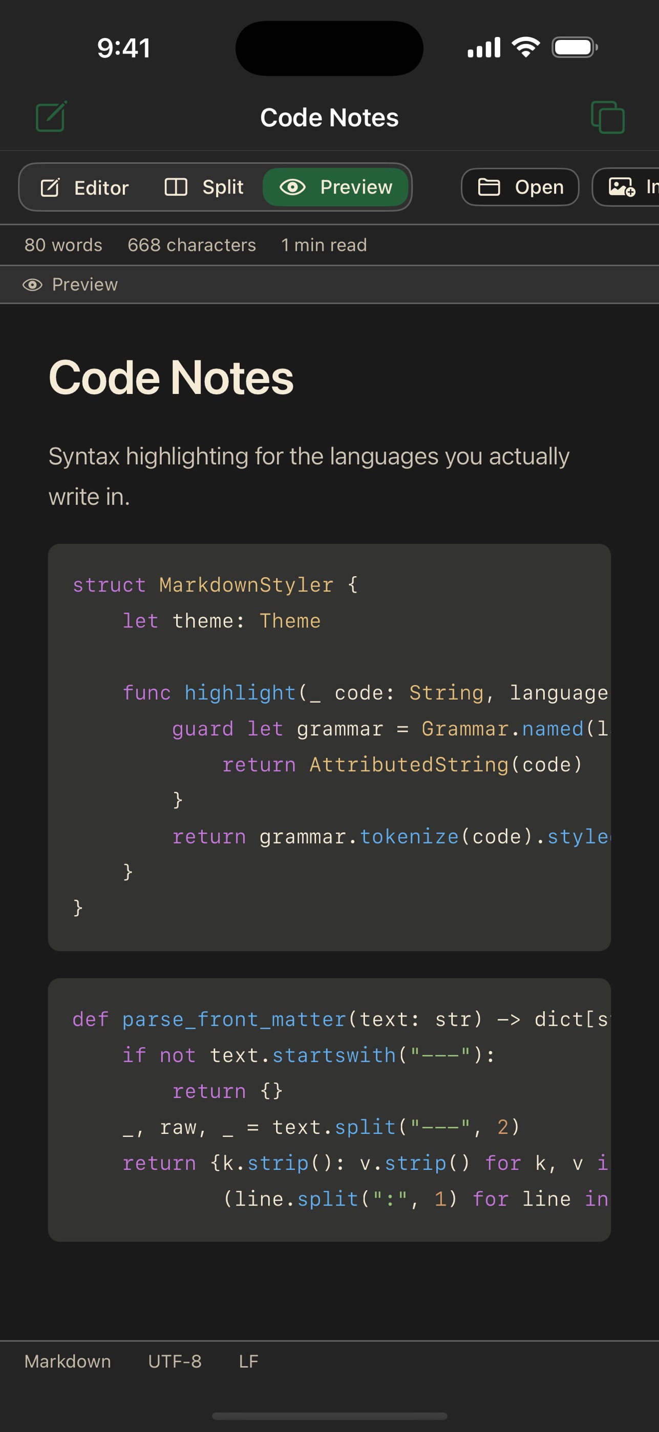 Screenshot 2 of Mori - Markdown Editor