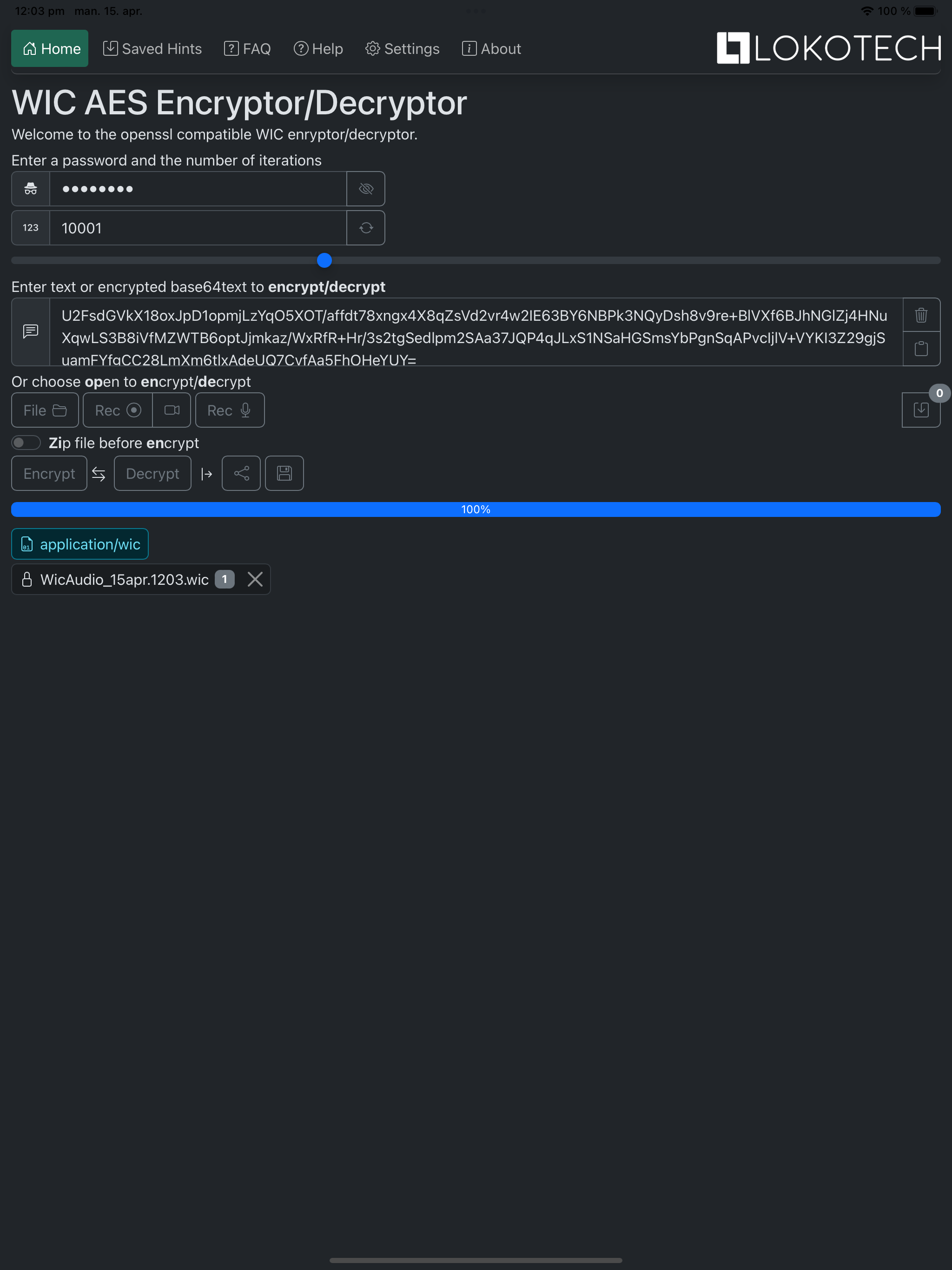 WIC Encrypt/Decrypt