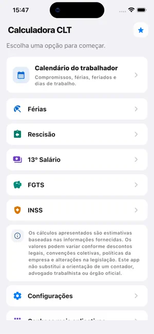 Calculadora CLT, Férias, 13º screenshot 1