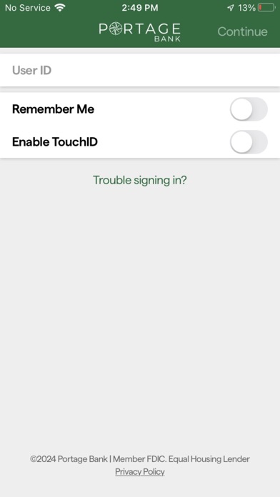 PortageBankMobile Screenshot