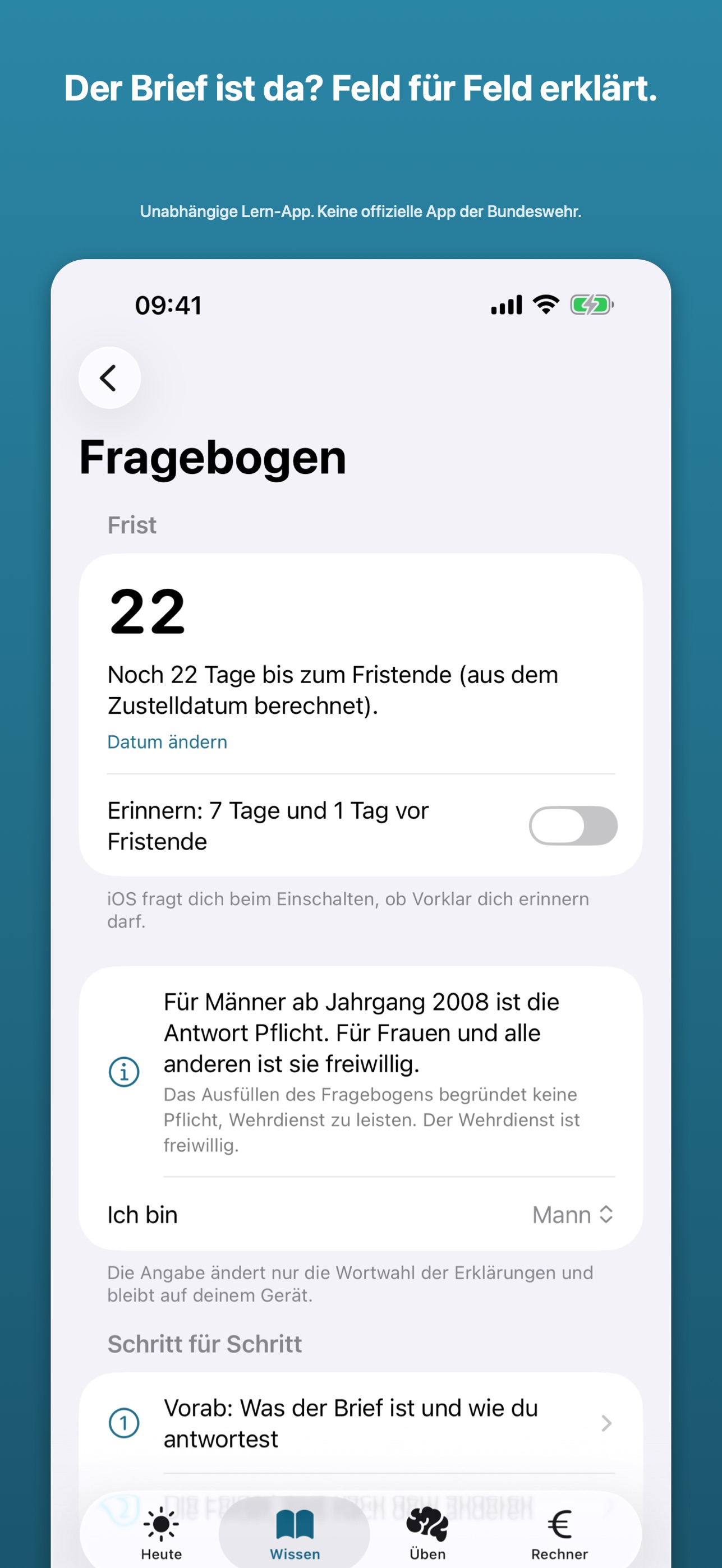 Screenshot 1 of Vorklar – Musterungs-Coach