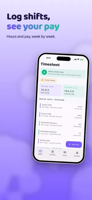 Timesheet: Work Hours & Pay screenshot 1