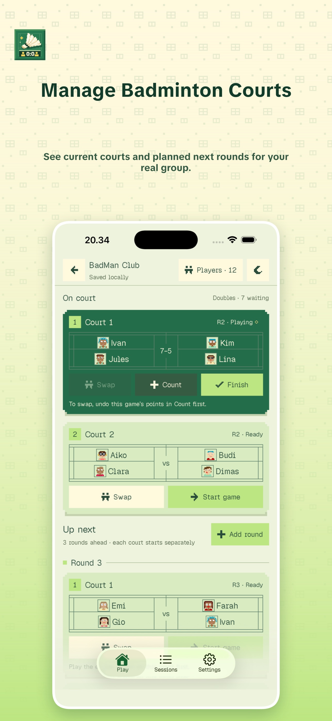 Screenshot 1 of BadMan: Badminton Manager