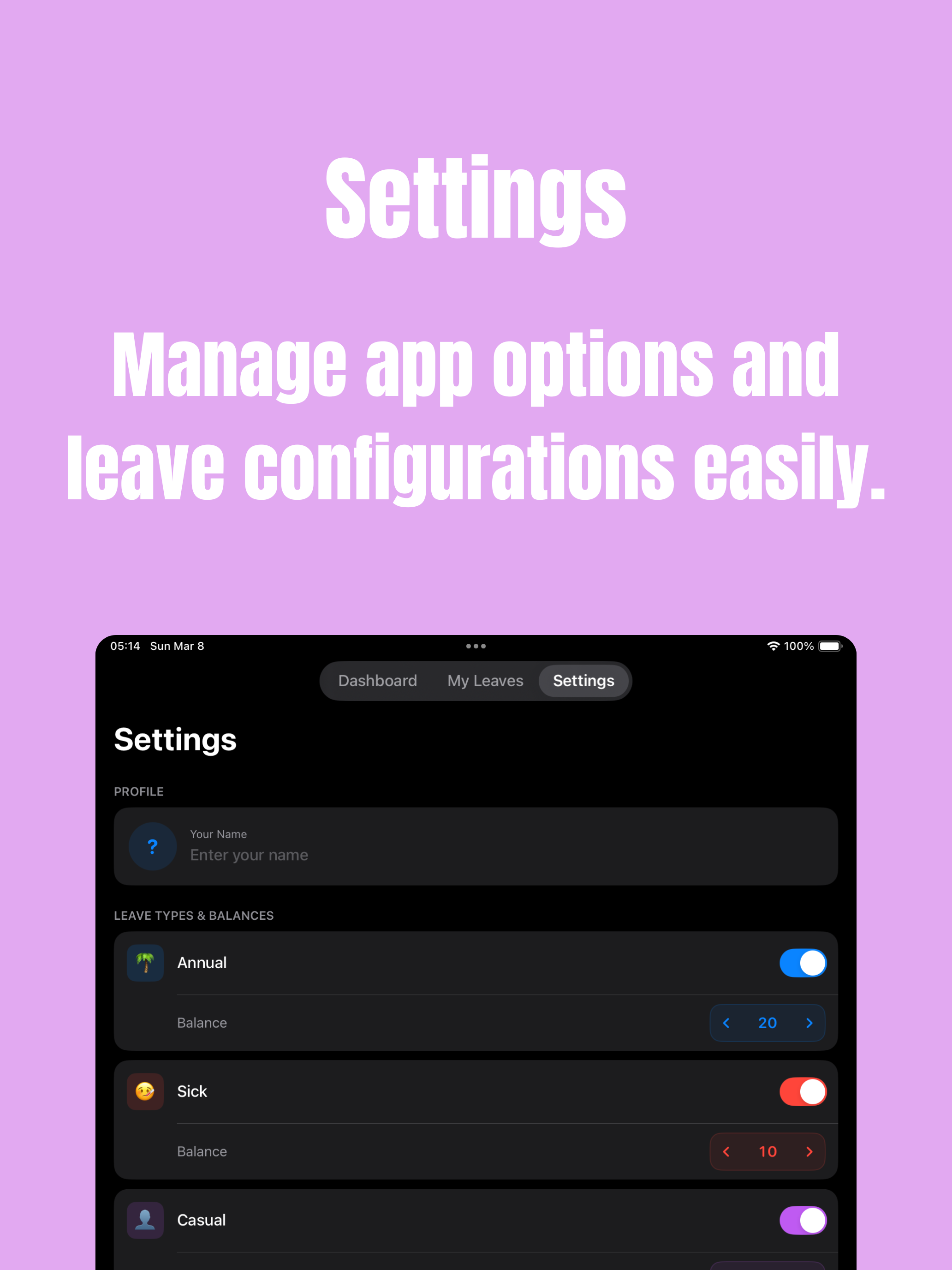 PLM - Personal leave manager
