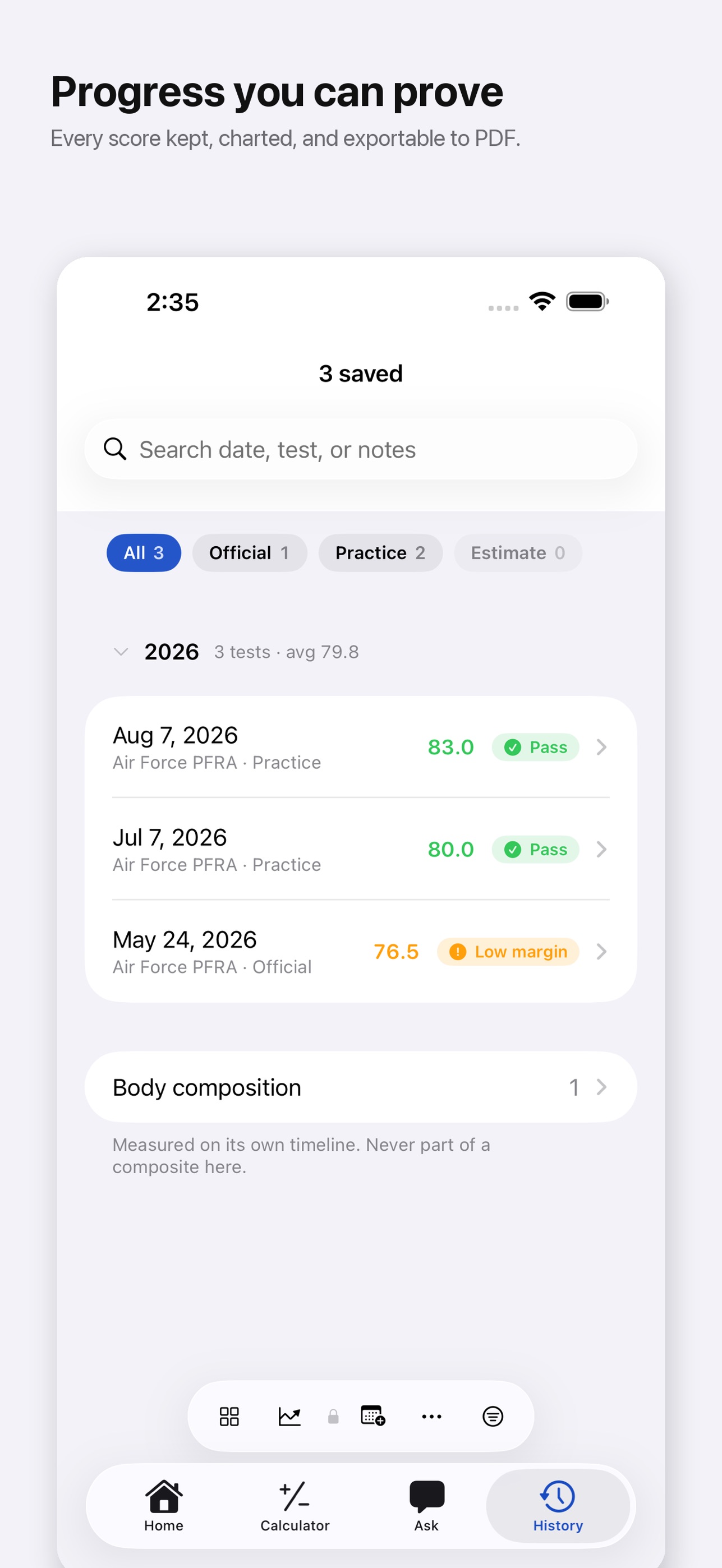 Screenshot 4 of PT Test Calculator
