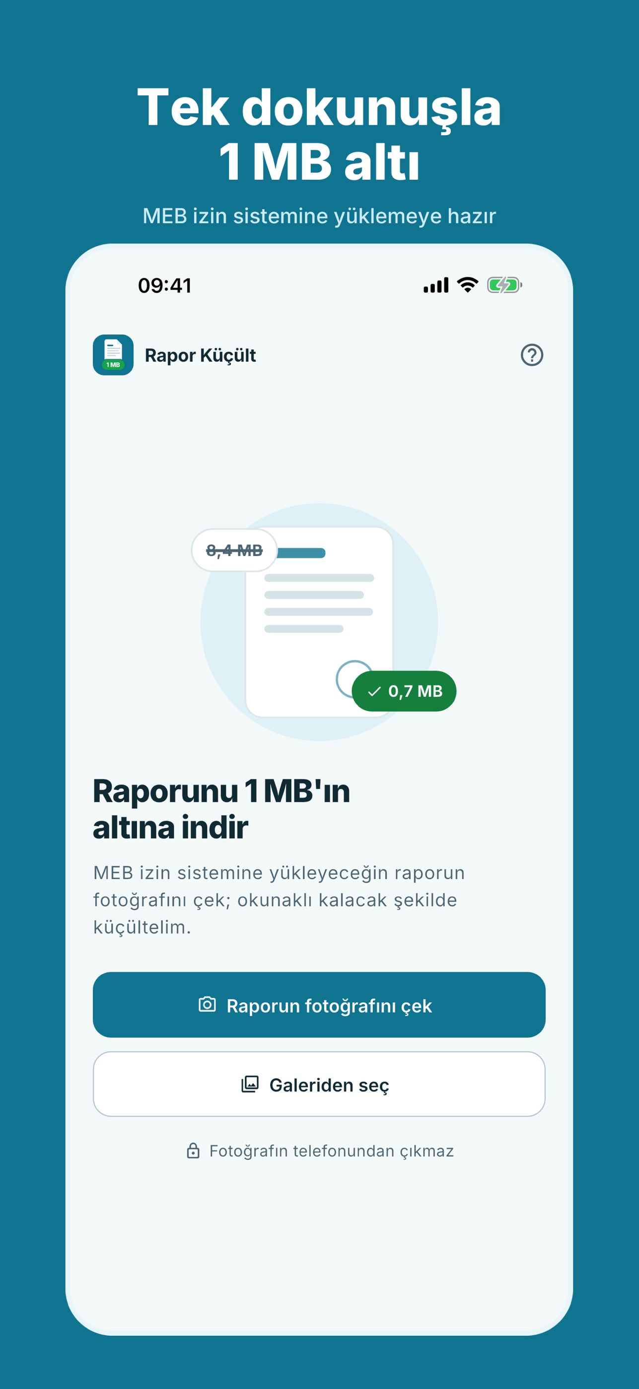 Screenshot 1 of Rapor Küçült: 1MB Belge