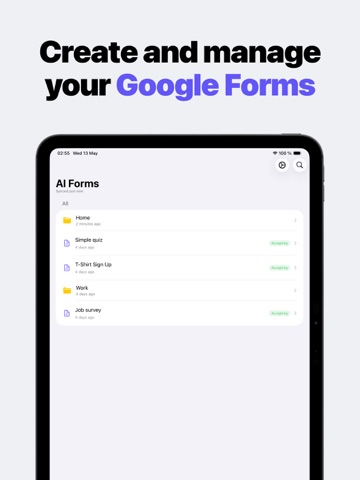 Forms AI+ for Google Forms iPad screenshot