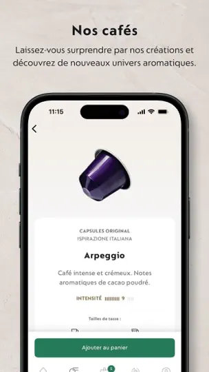 Capture d'écran de Nespresso Store sur iPhone 7