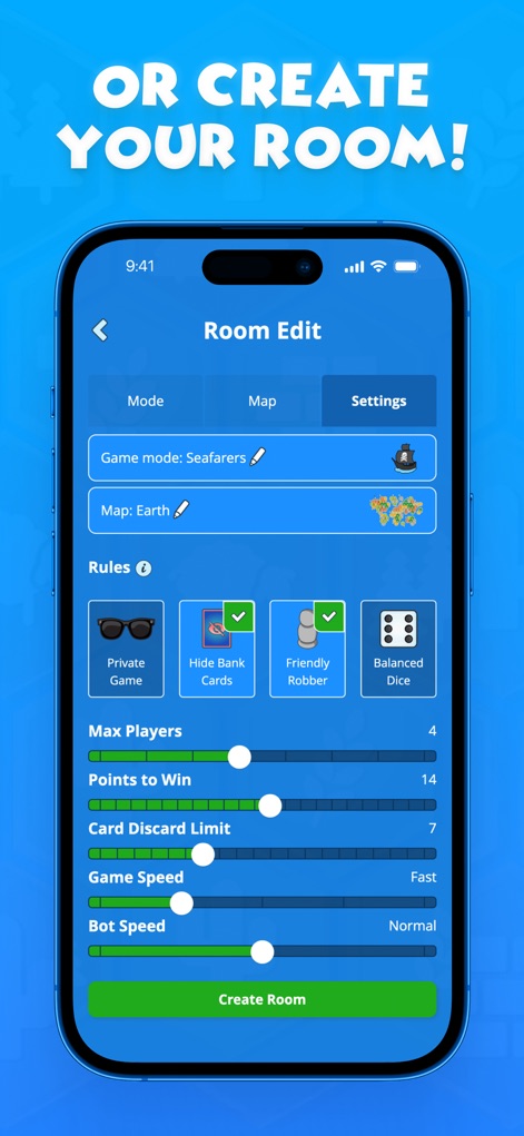 Colonist.io - Das Tool ermöglicht das Erstellen und Anpassen eigener Spielräume mit vielfältigen Raumeinstellungen und der Möglichkeit, benutzerdefinierte Regeln für ein individuelles Spielerlebnis zu definieren.