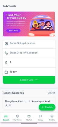 Dailytravels - Carpooling App screenshot 2